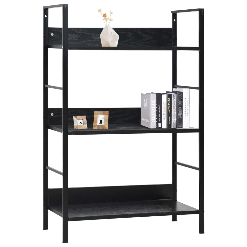 vidaXL 3-Layer Book Shelf - Engineered Wood Construction with Steel Structure - White Compact Bookcase for Storage and Display